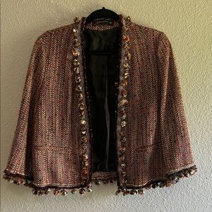 Zara Multicolor Tweed Cape Jacket